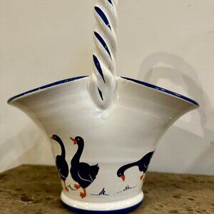 Vintage Goose Rosenthal Netter Double Ceramic Basket